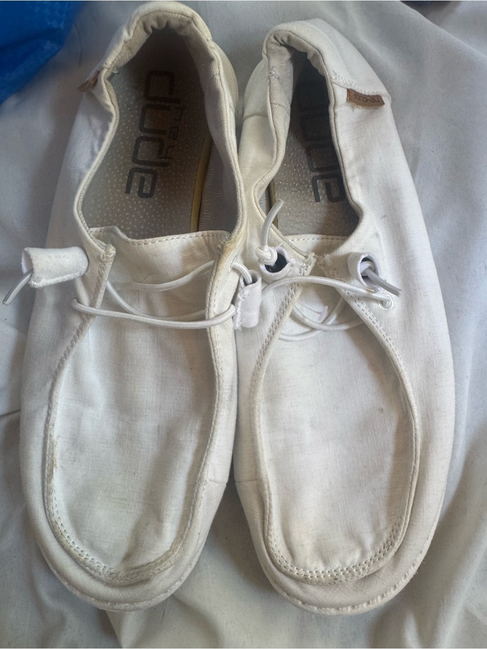 Hey Dude Women's White Canvas Slip-On Loafers